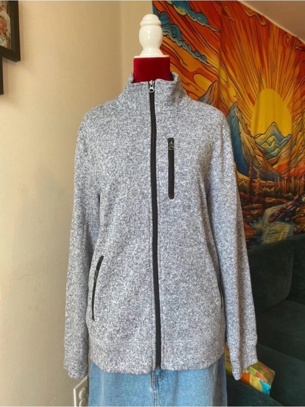 Sonoma Heather Gray Full-Zip Utility Jacket